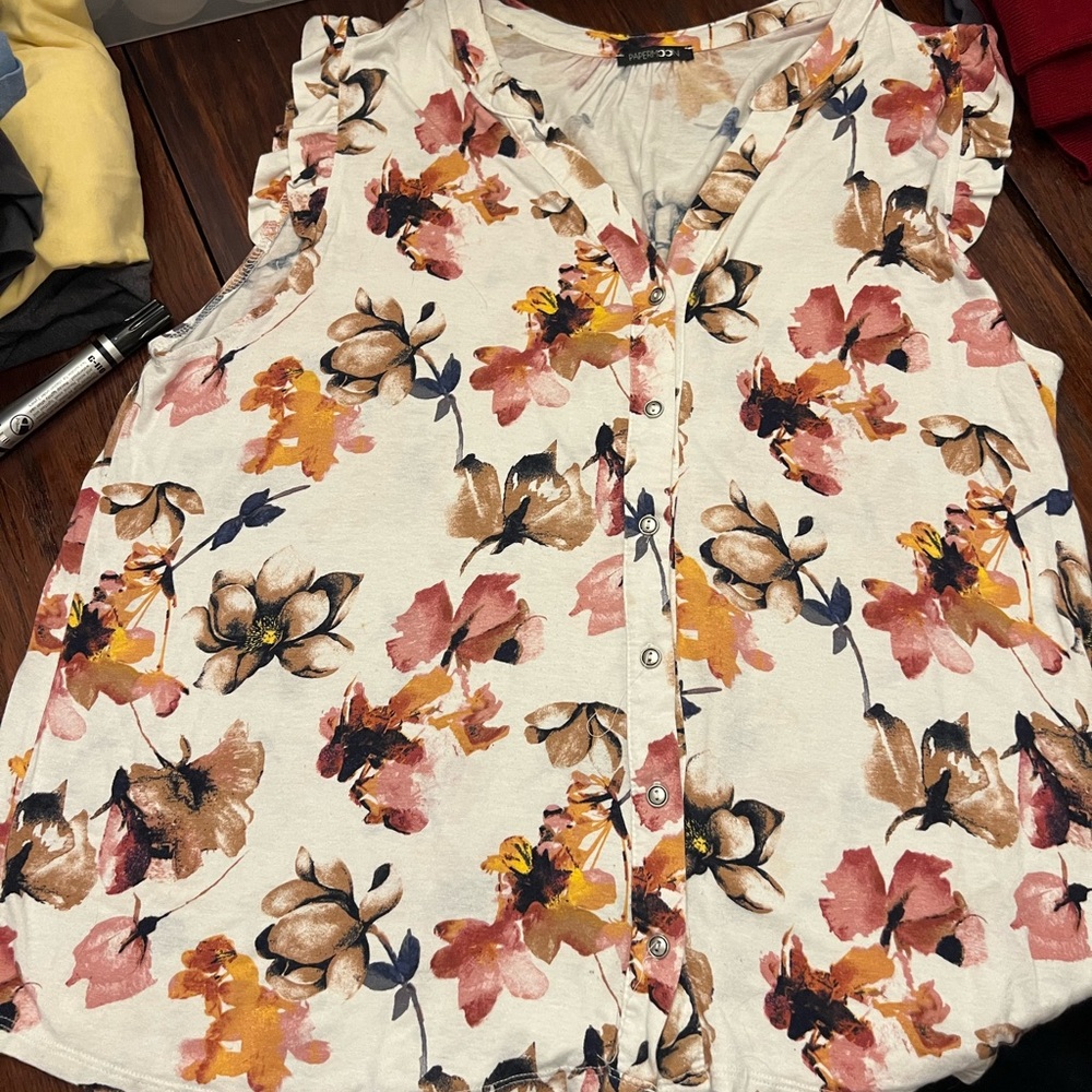 Papermoon flutter sleeve floral shirt XL